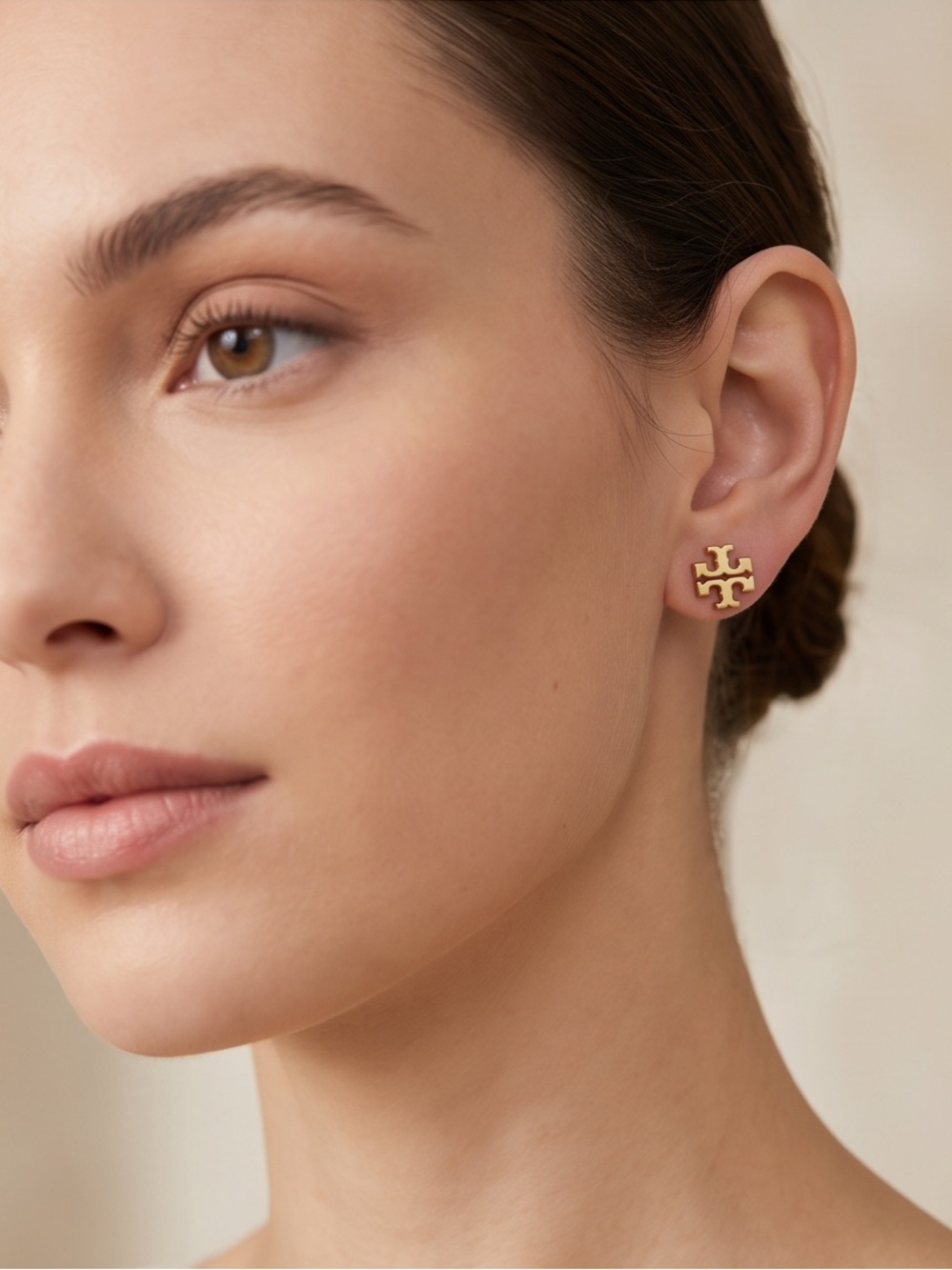 Tory Burch Gold Logo Stud Earrings